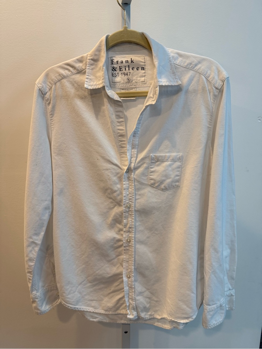 Frank & Eileen White Long-Sleeve Button-Down Shirt Casual Top Women Size S